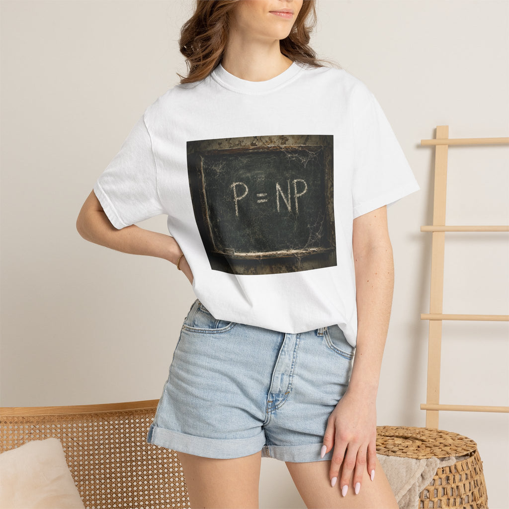 P = NP Chalkboard T-Shirt — Funny Math Puzzle Tee for Programmers & Students
