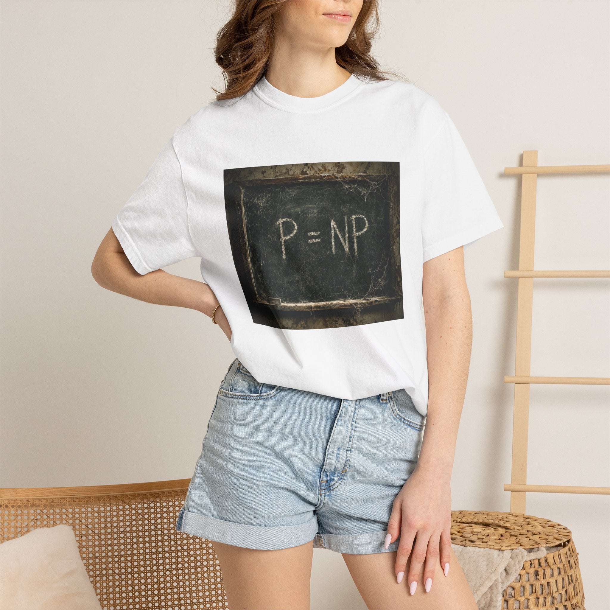 P = NP Chalkboard T-Shirt — Funny Math Puzzle Tee for Programmers & Students