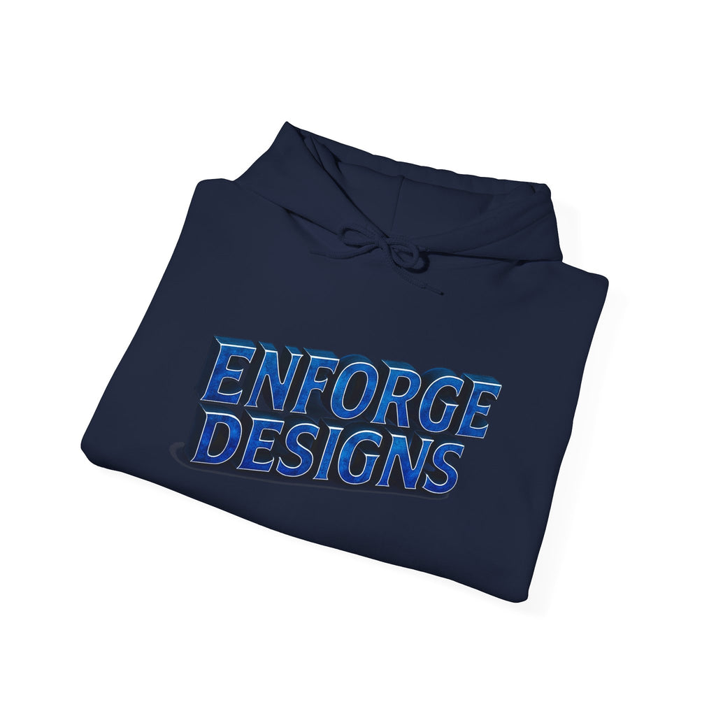 Enforge Designs Blue Neon Logo Hoodie — Graphic Streetwear Pullover