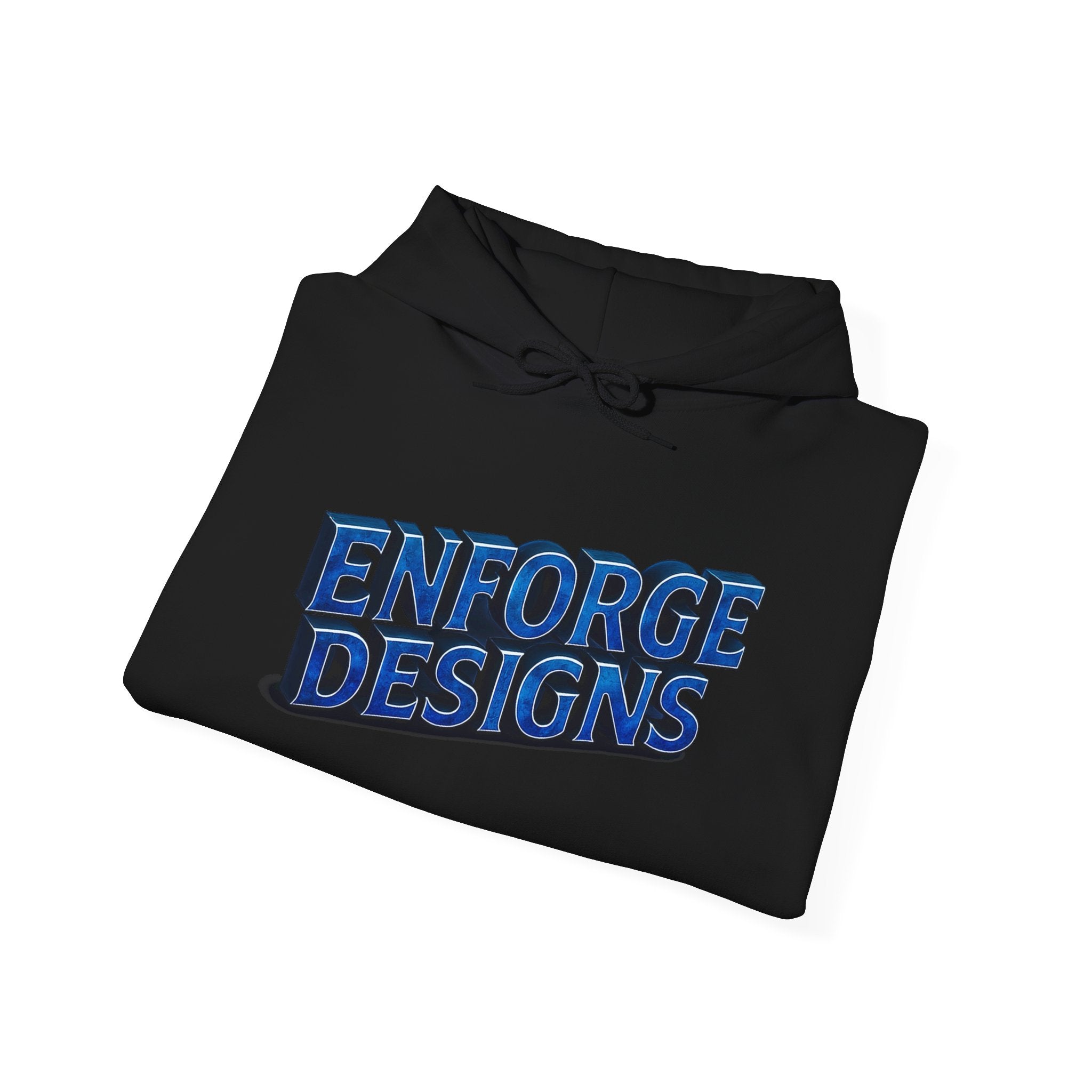 Enforge Designs Blue Neon Logo Hoodie — Graphic Streetwear Pullover