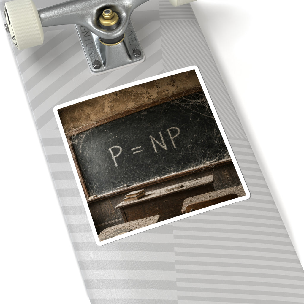 Sticker — P = NP Chalkboard Math Humor Kiss-Cut Sticker
