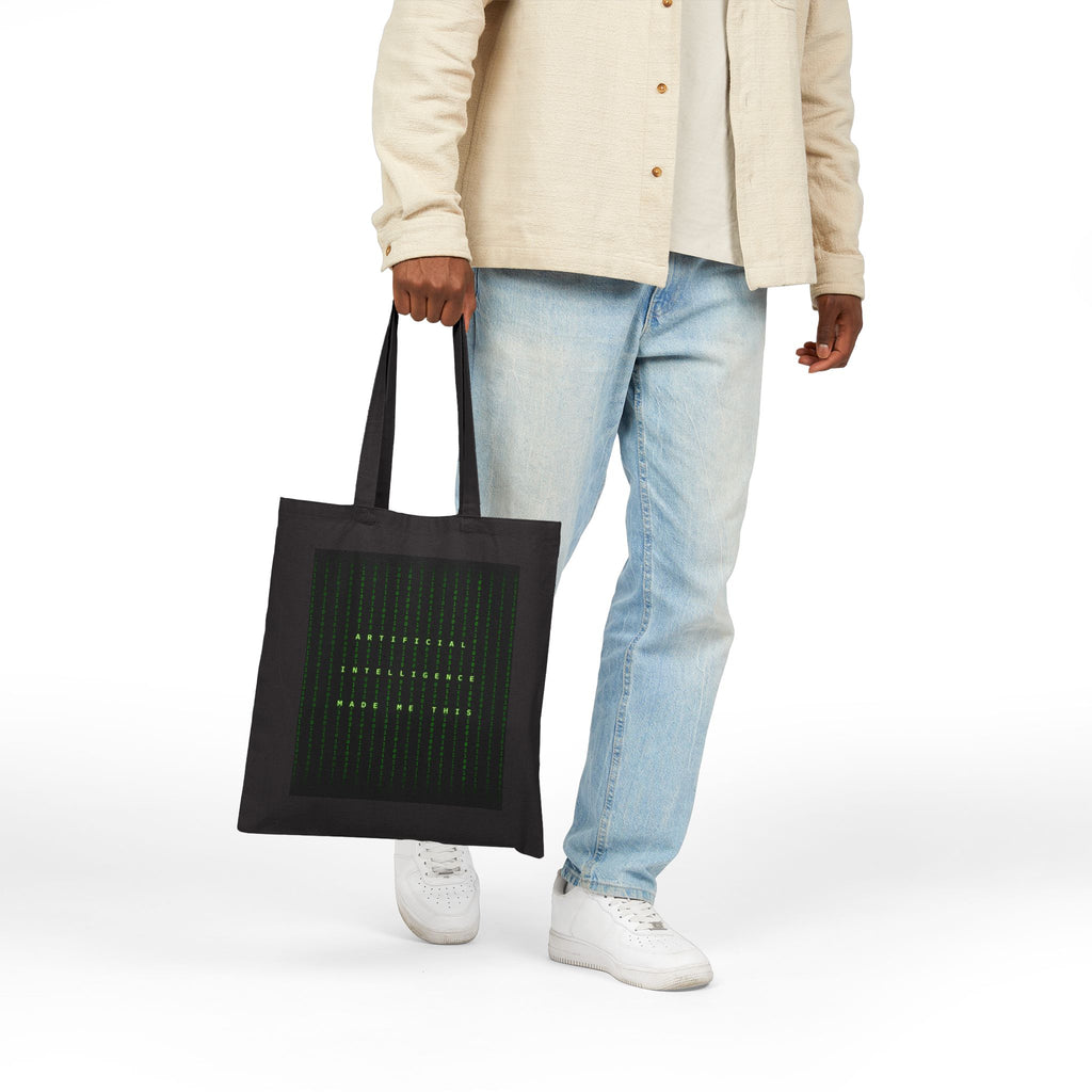 Canvas Tote Bag — Minimalist Green Typographic Grid "Antisocial Socially Distant Made Me Weird"