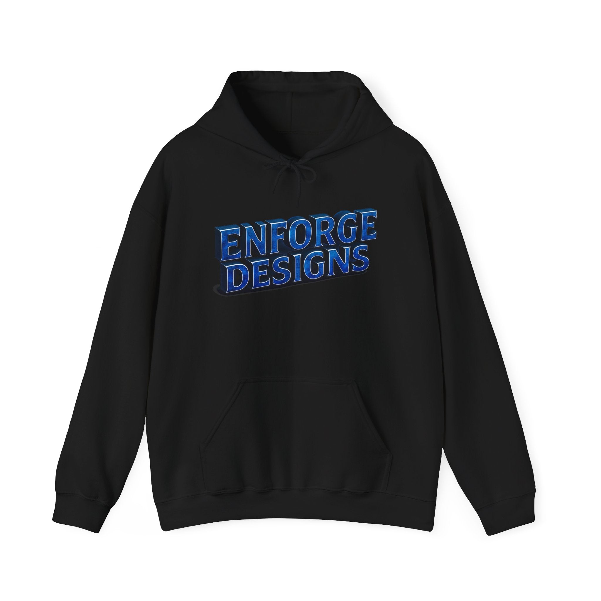 Enforge Designs Blue Neon Logo Hoodie — Graphic Streetwear Pullover