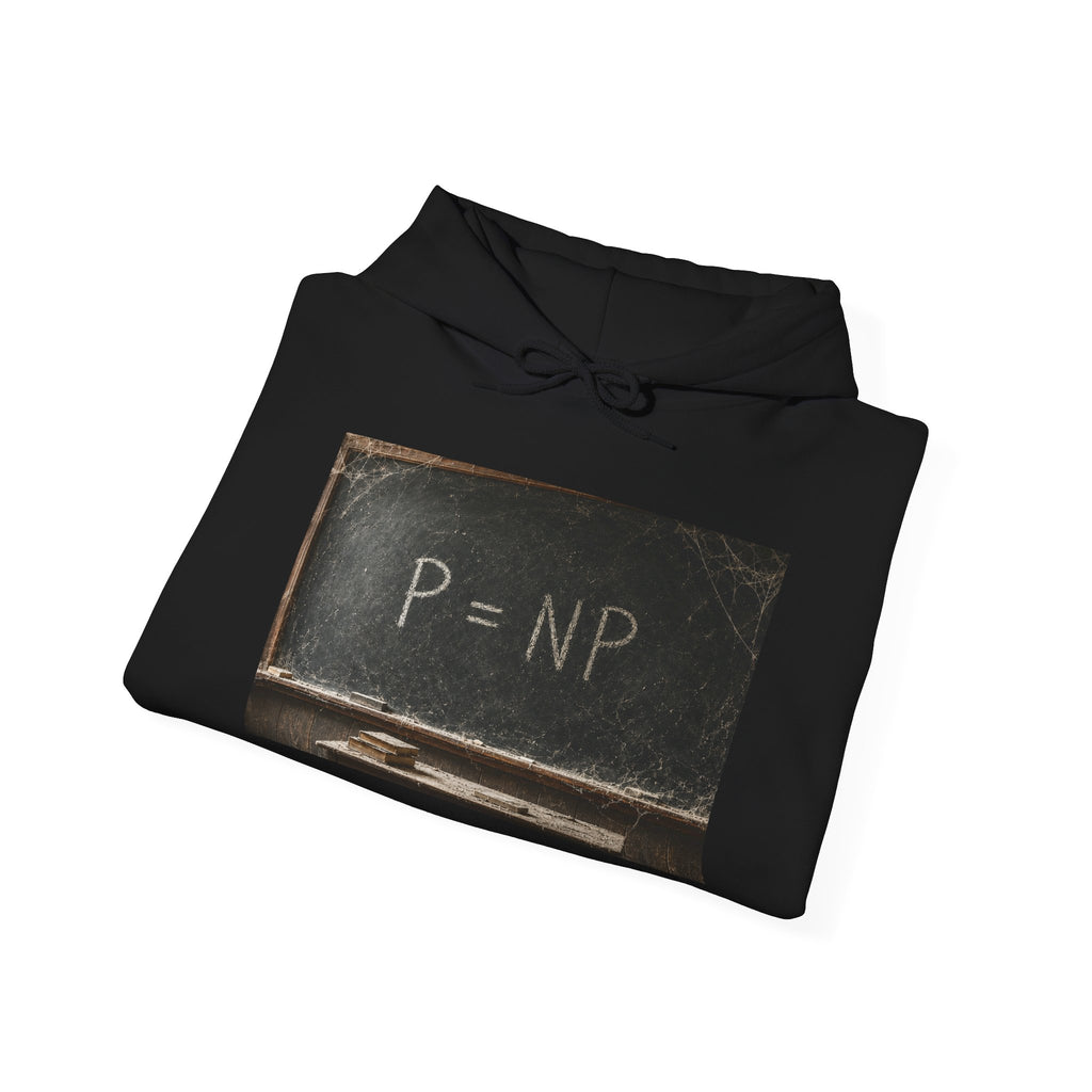 P = NP Hoodie — Math Nerd Chalkboard Pullover for Programmers & Students