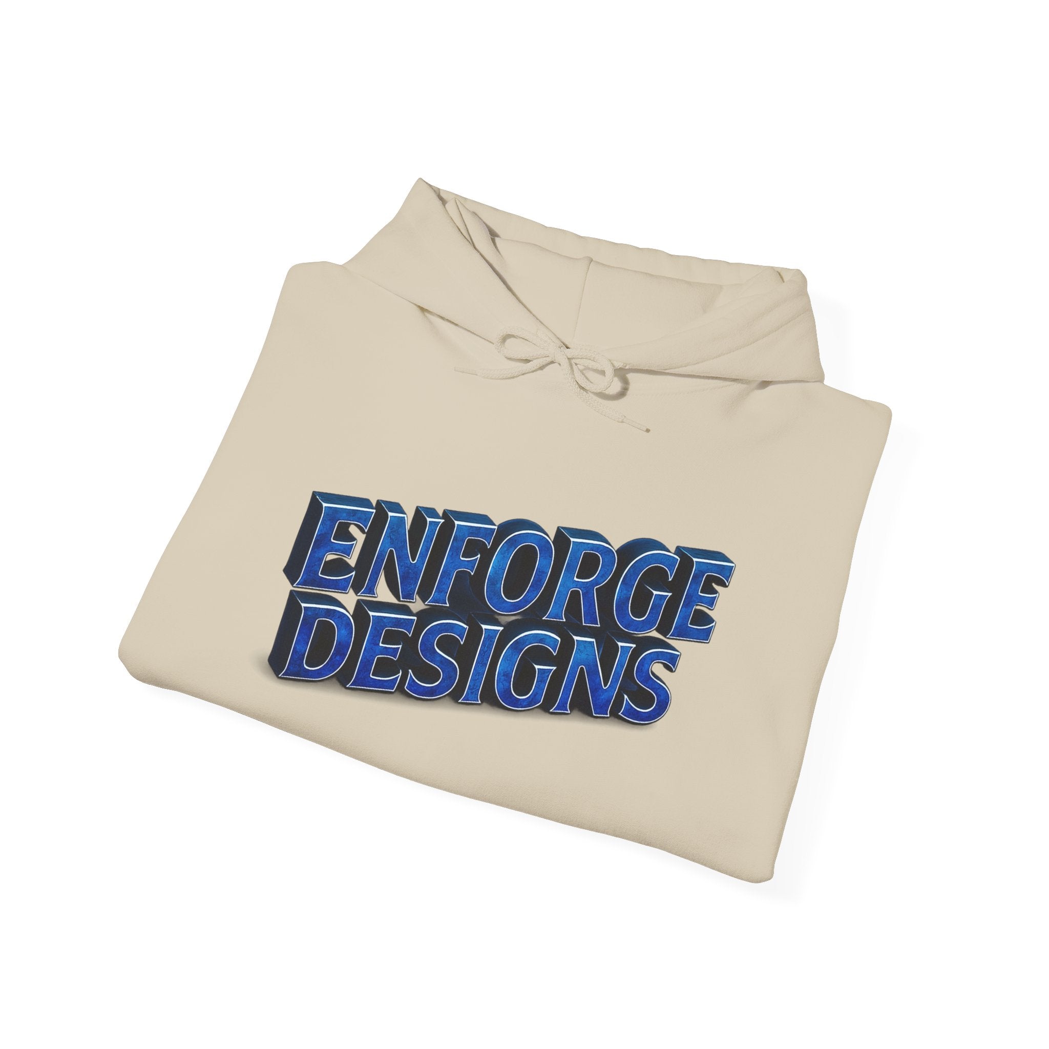 Enforge Designs Blue Neon Logo Hoodie — Graphic Streetwear Pullover