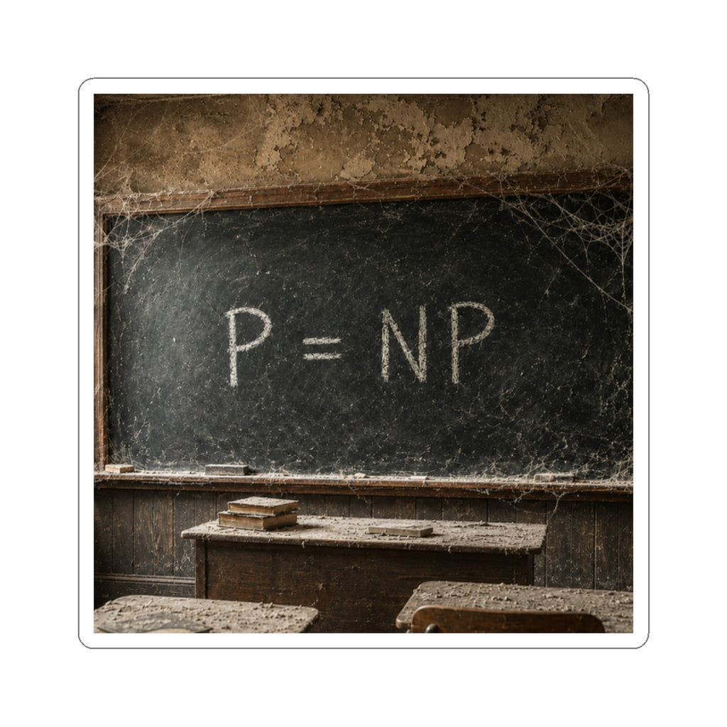 Sticker — P = NP Chalkboard Math Humor Kiss-Cut Sticker