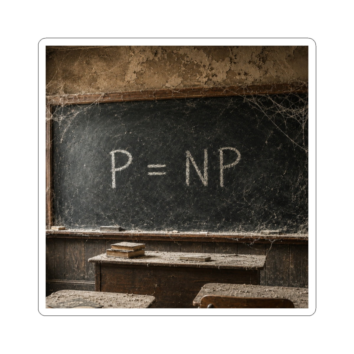 Sticker — P = NP Chalkboard Math Humor Kiss-Cut Sticker