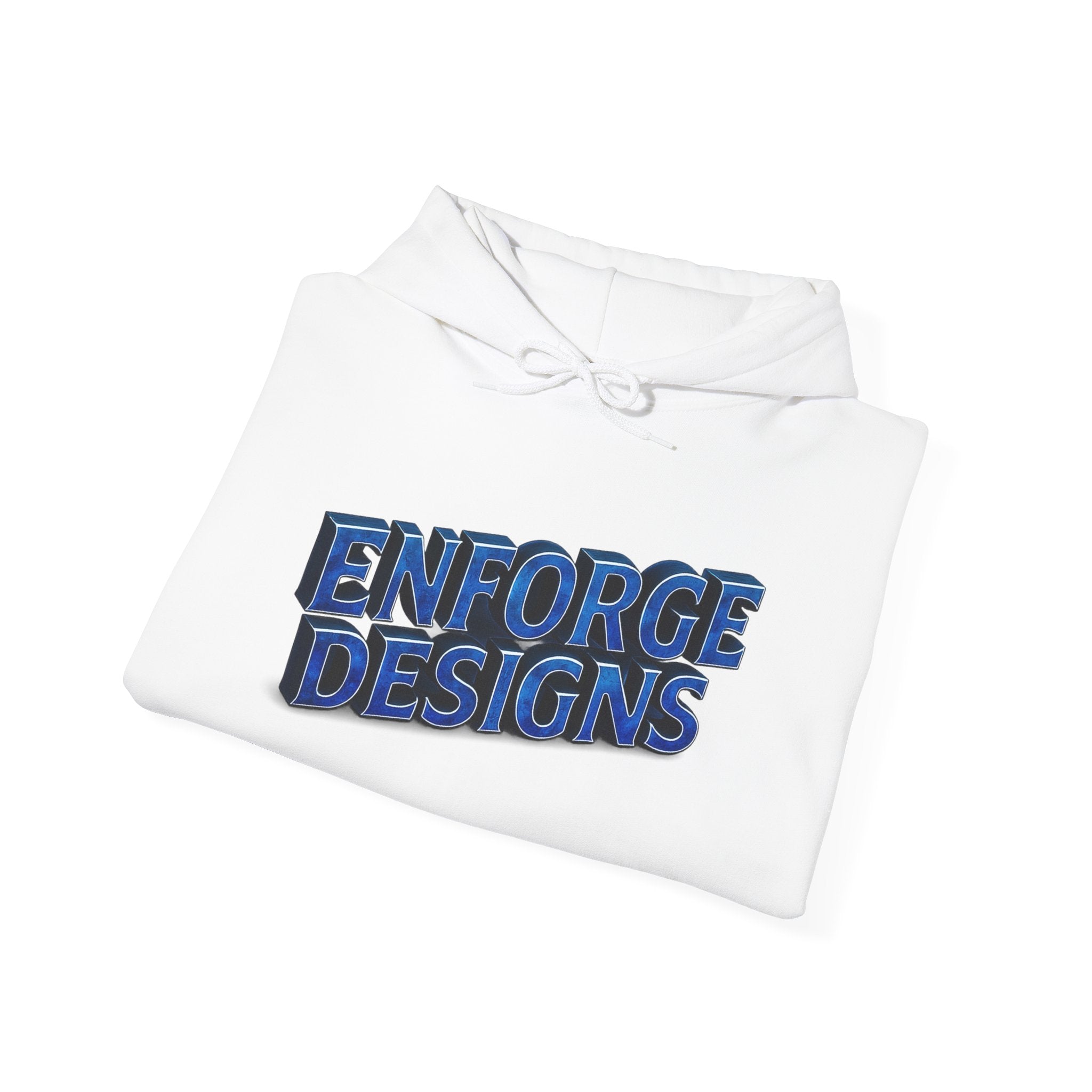 Enforge Designs Blue Neon Logo Hoodie — Graphic Streetwear Pullover