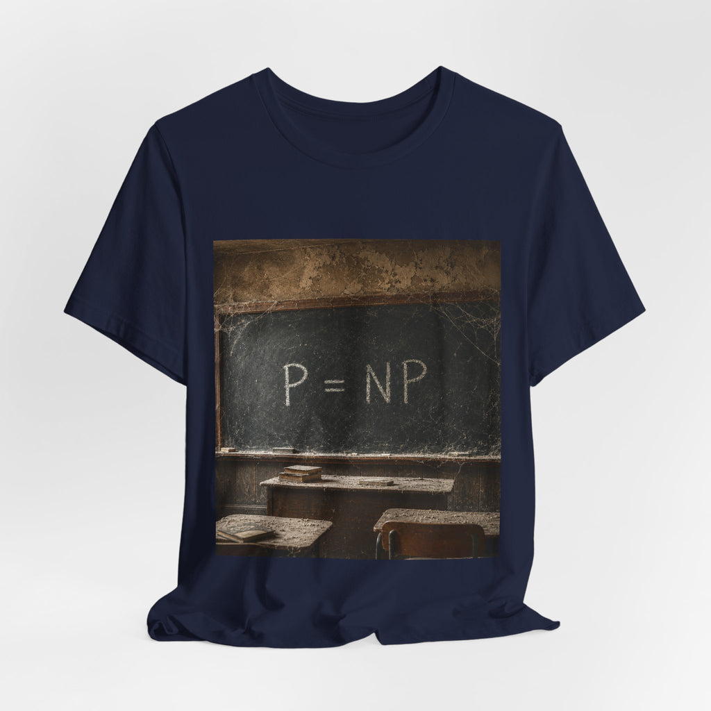 P = NP Chalkboard T-Shirt — Math Puzzle Vintage Classroom Tee