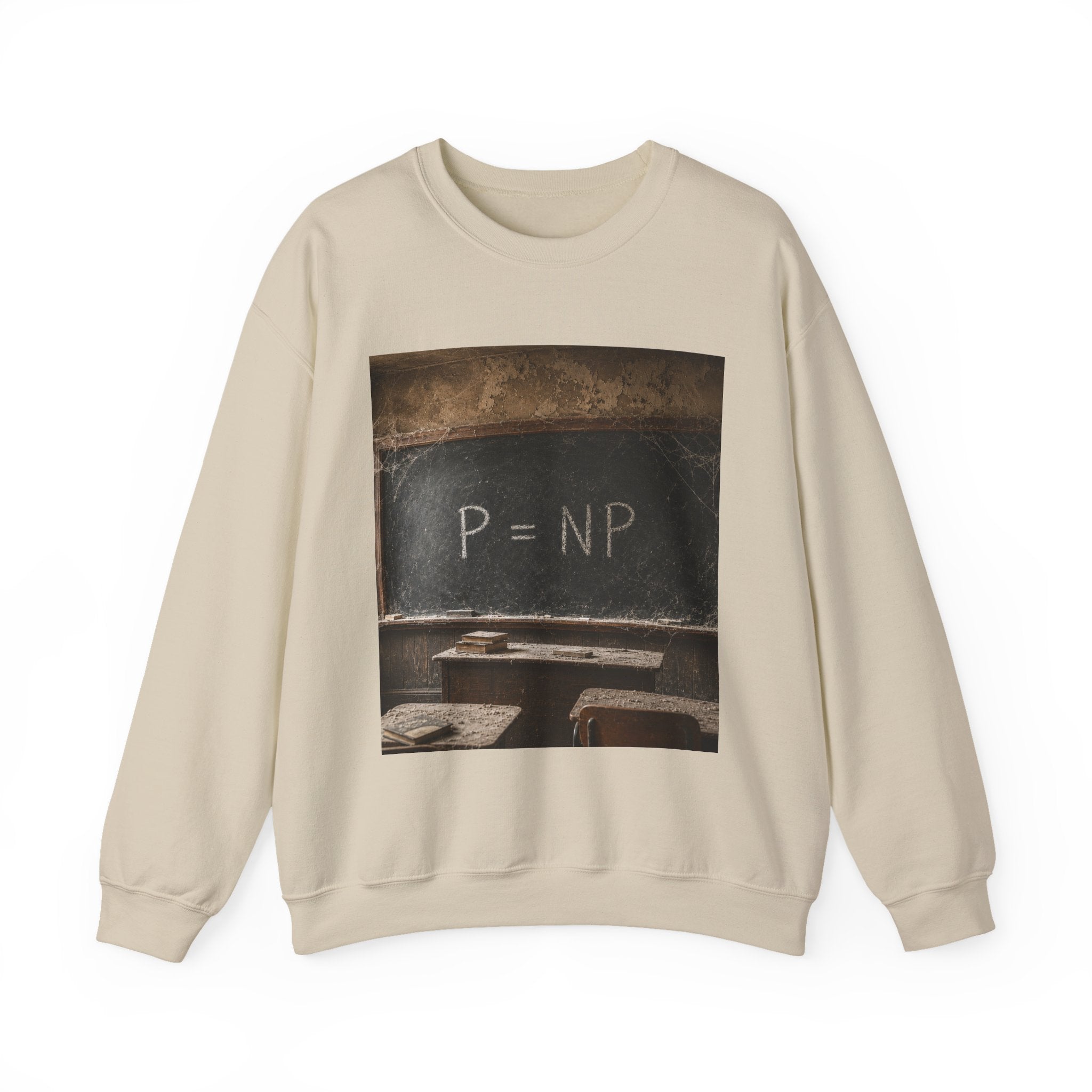 P = NP Vintage Blackboard Sweatshirt — Math Nerd Crewneck for Programmers & Students