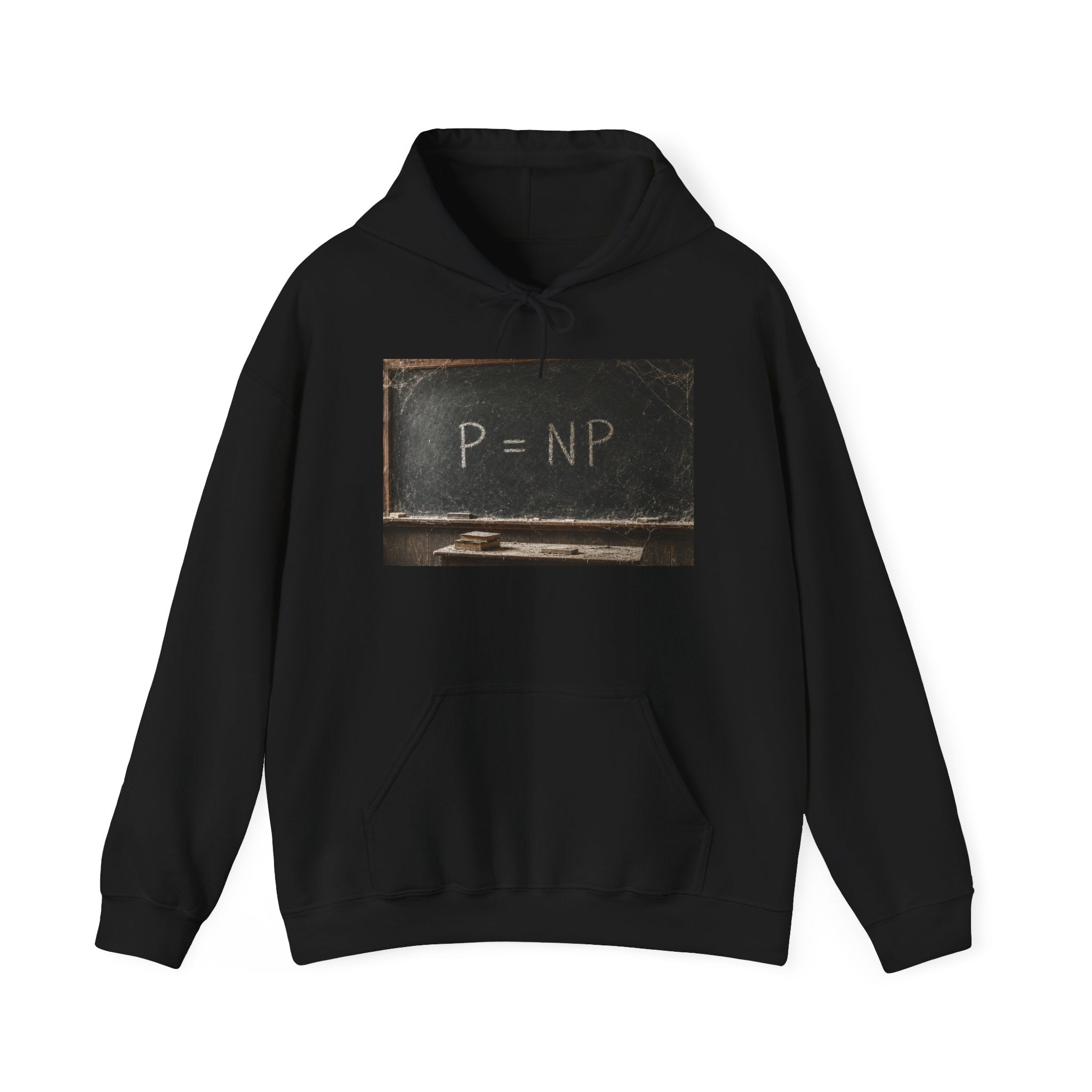 P = NP Hoodie — Math Nerd Chalkboard Pullover for Programmers & Students