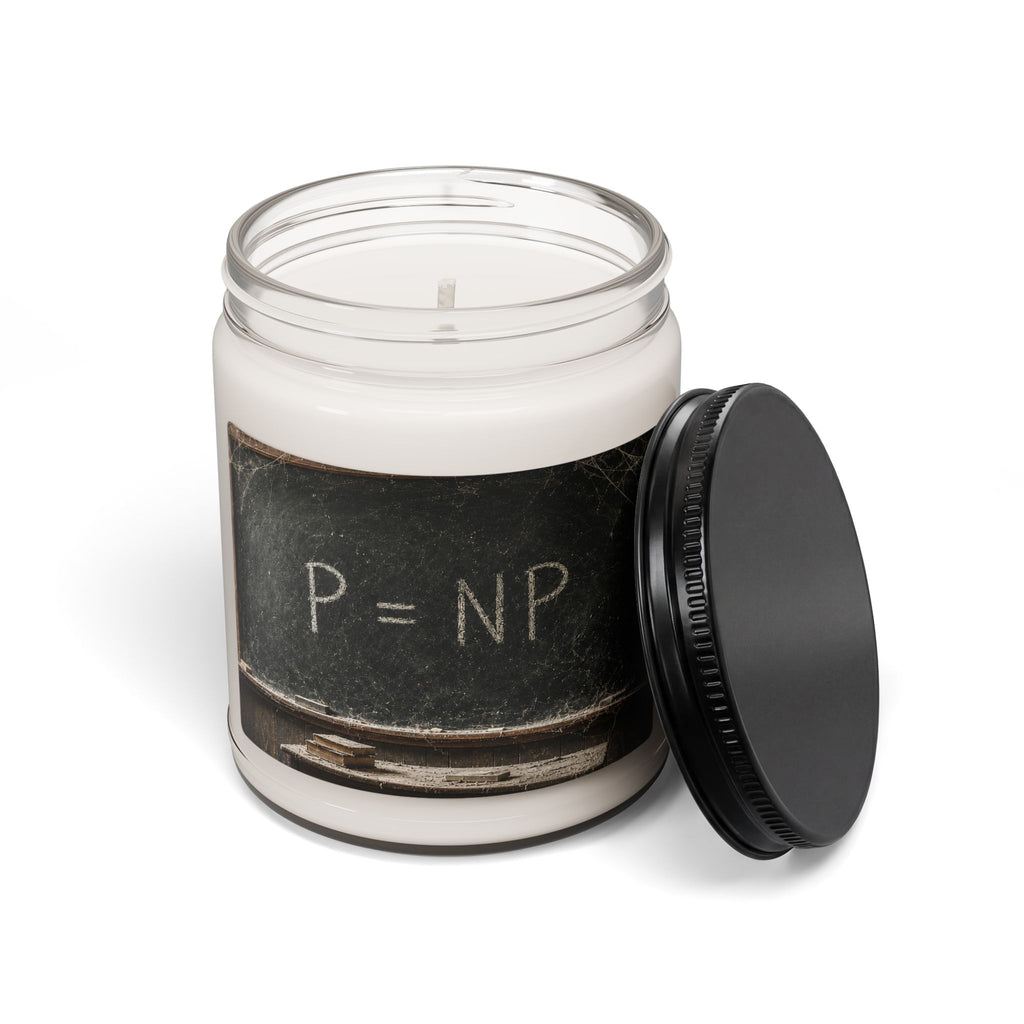 P = NP Chalkboard Soy Candle — 9oz Geeky Math Scented Candle for Coders & Students