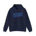 Enforge Designs Blue Neon Logo Hoodie — Graphic Streetwear Pullover
