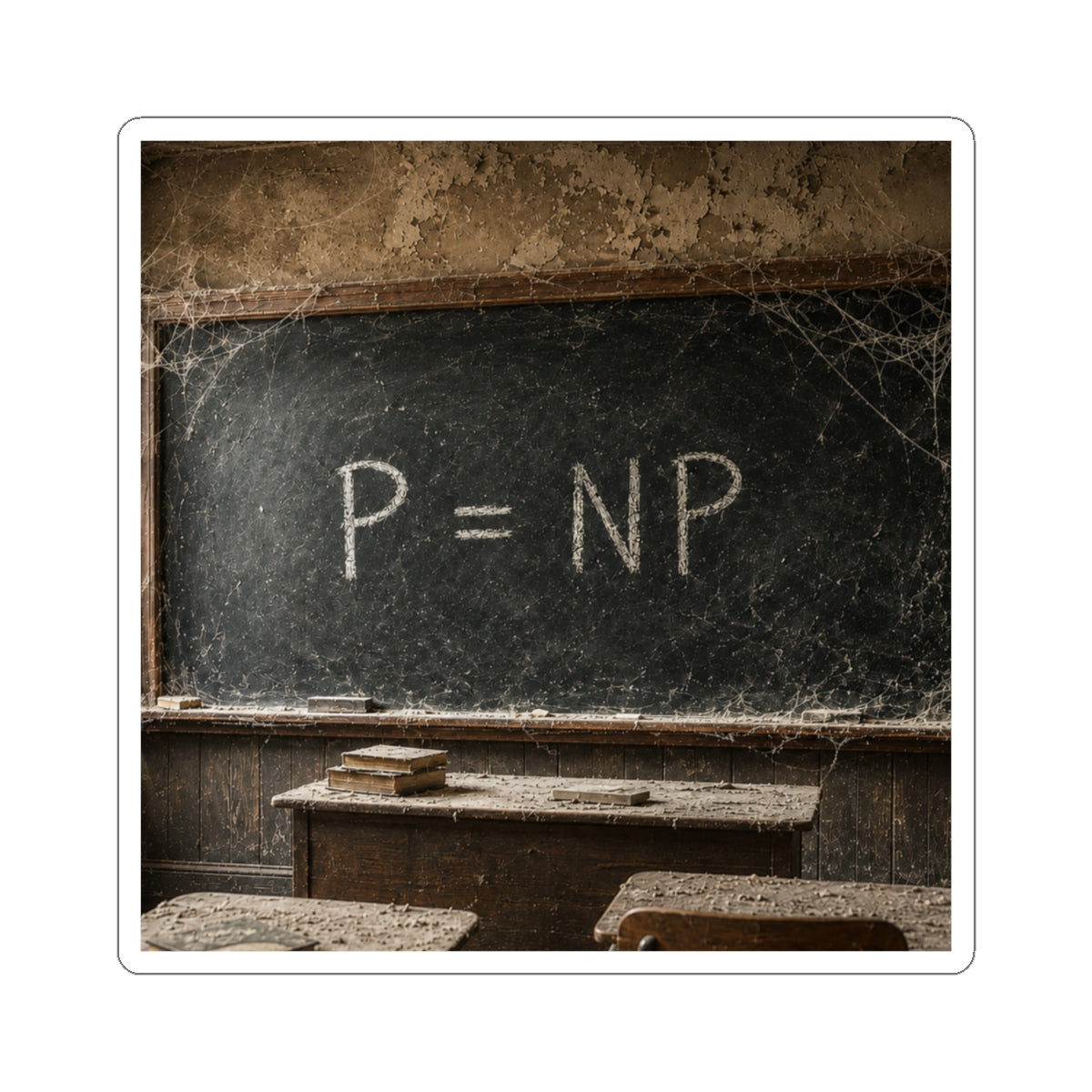 Sticker — P = NP Chalkboard Math Humor Kiss-Cut Sticker