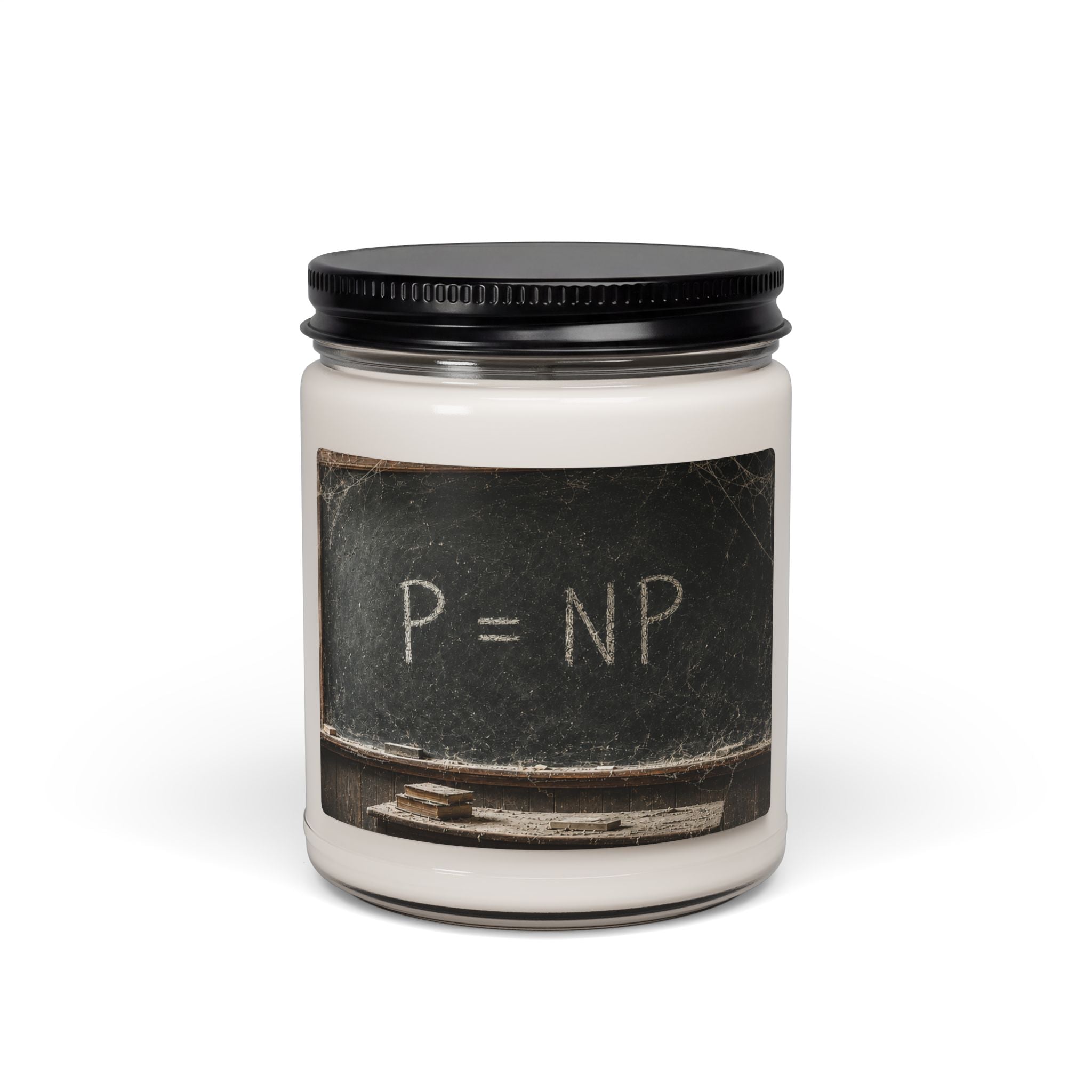P = NP Chalkboard Soy Candle — 9oz Geeky Math Scented Candle for Coders & Students