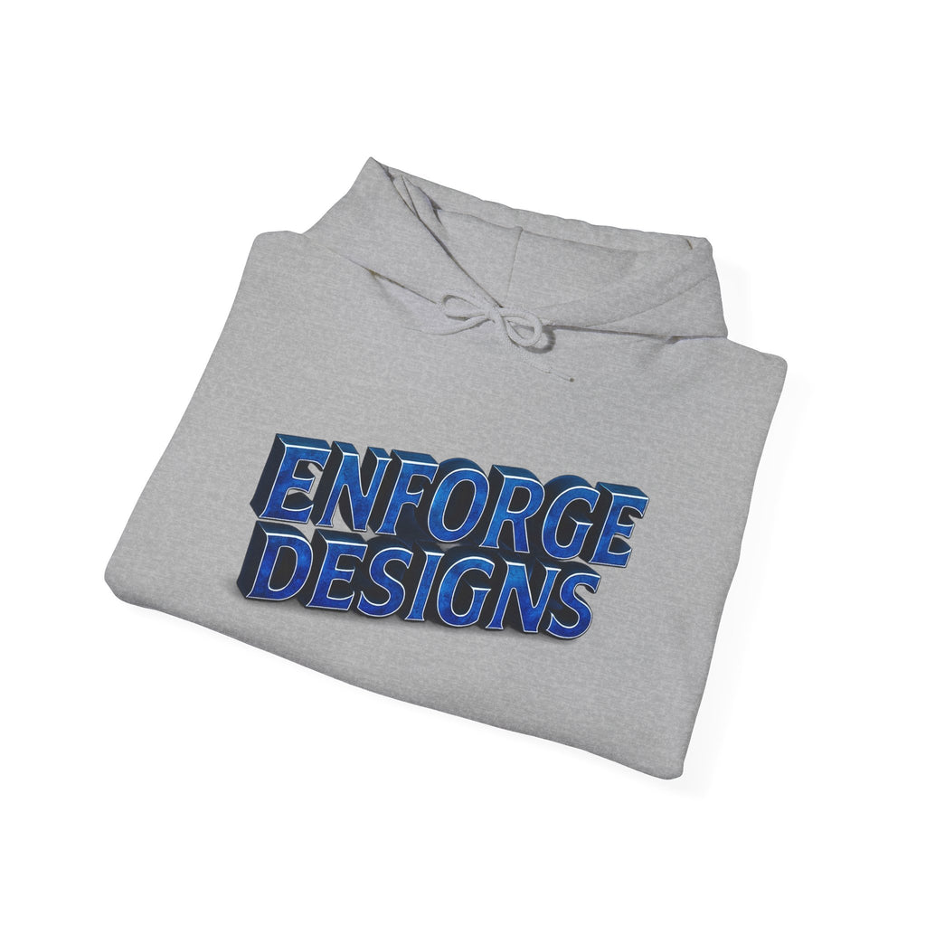 Enforge Designs Blue Neon Logo Hoodie — Graphic Streetwear Pullover