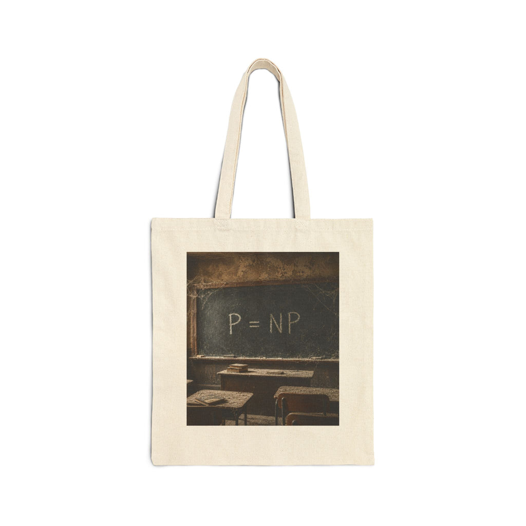 P = NP Chalkboard Canvas Tote — Funny Math Problem Solver Bag