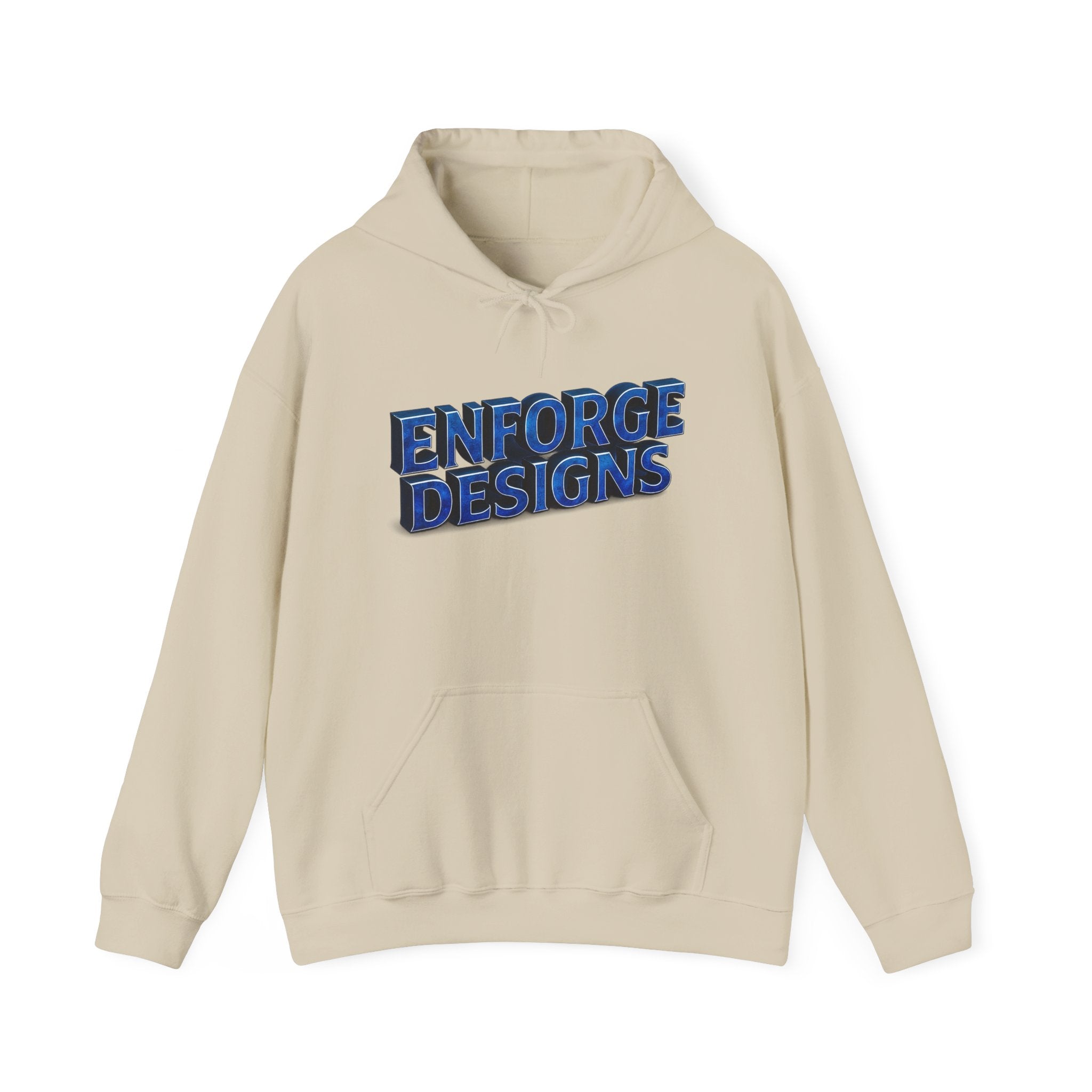 Enforge Designs Blue Neon Logo Hoodie — Graphic Streetwear Pullover