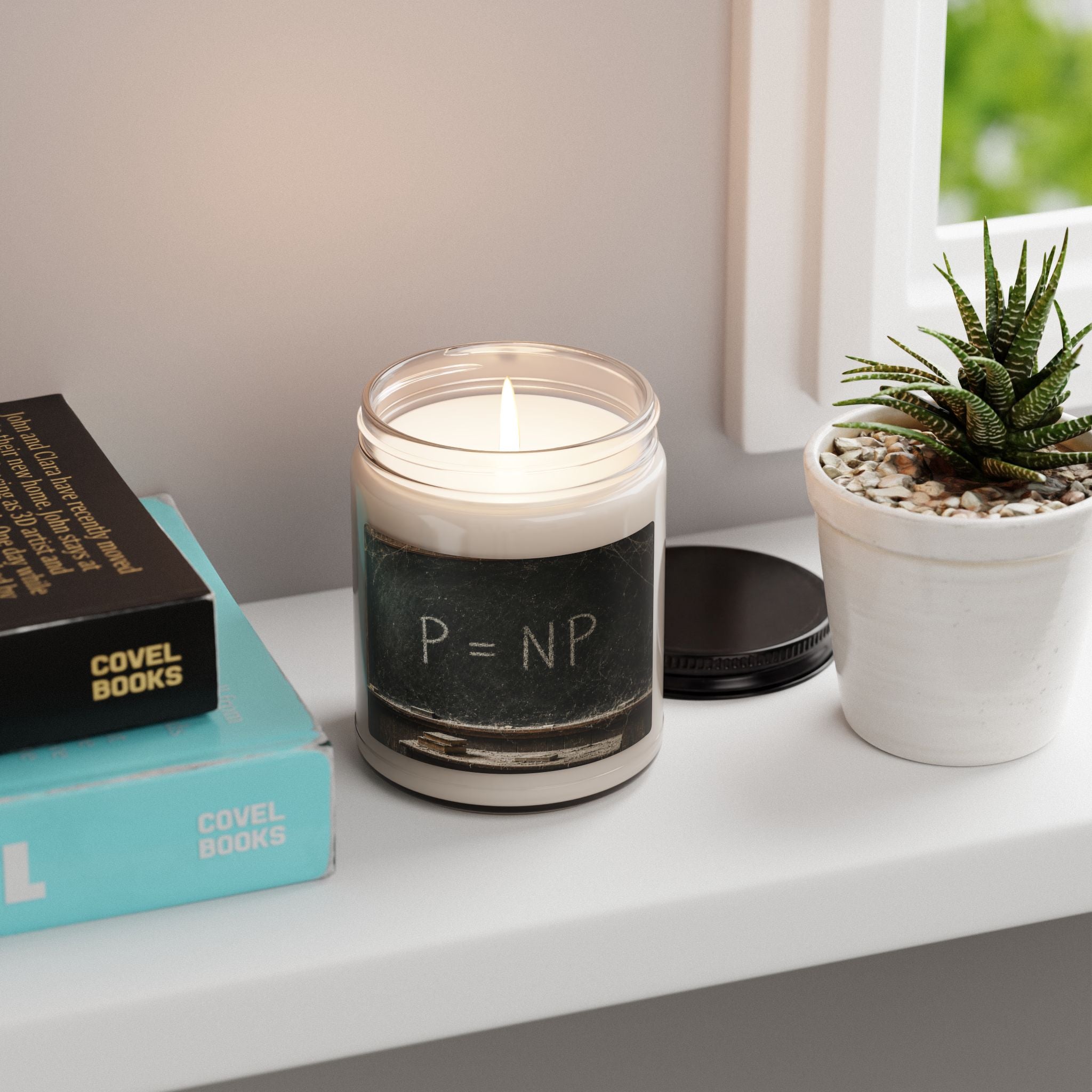 P = NP Chalkboard Soy Candle — 9oz Geeky Math Scented Candle for Coders & Students