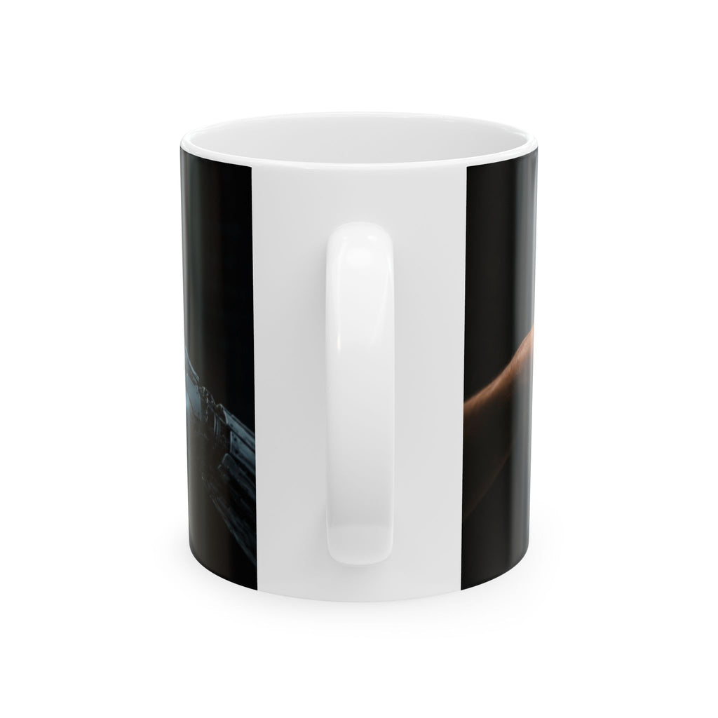 Robot and Human Touch Ceramic Mug — Sci‑Fi Connection Coffee Cup (11oz/15oz)