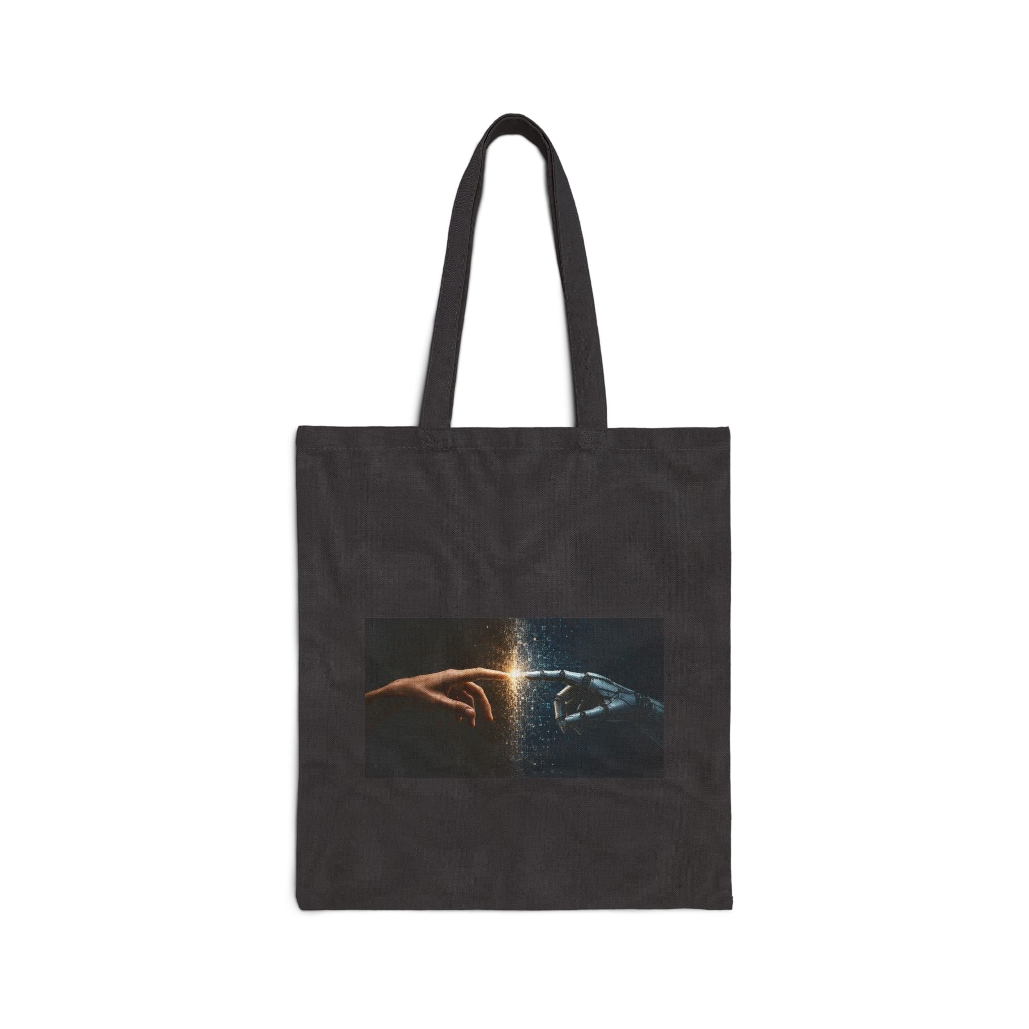 Canvas Tote Bag - 'Creation Touch' Earth & Hand Graphic Eco-Friendly Shopper