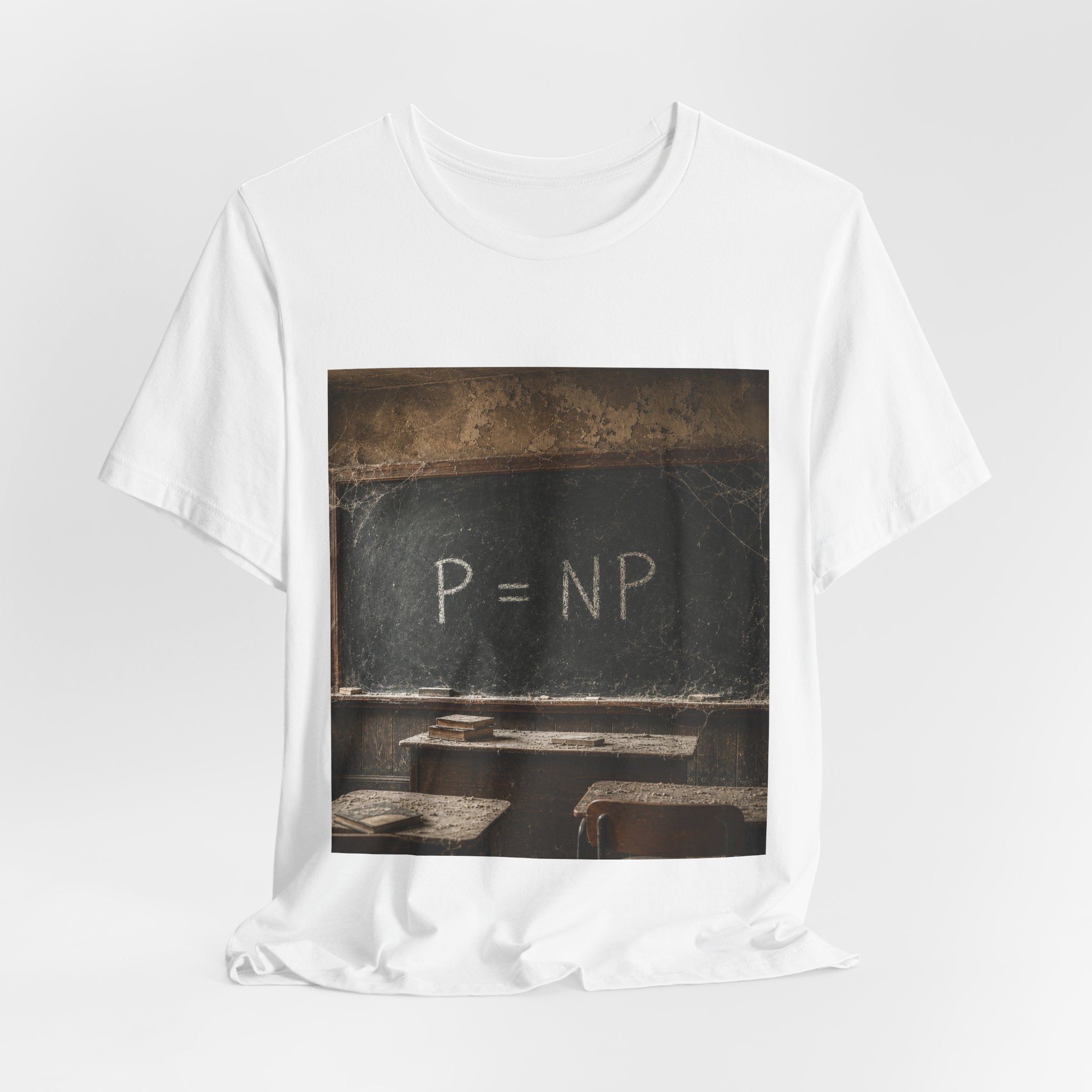 P = NP Chalkboard T-Shirt — Math Puzzle Vintage Classroom Tee