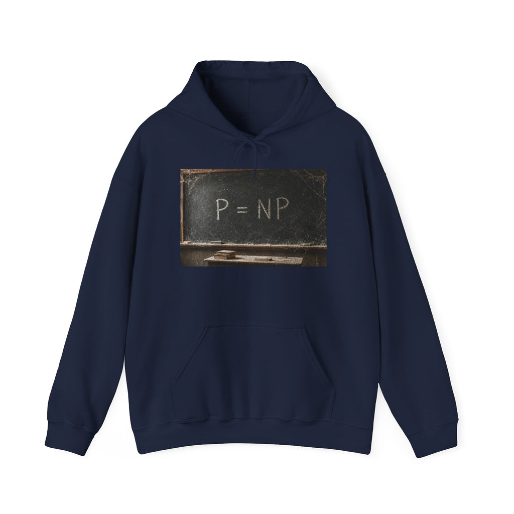 P = NP Hoodie — Math Nerd Chalkboard Pullover for Programmers & Students