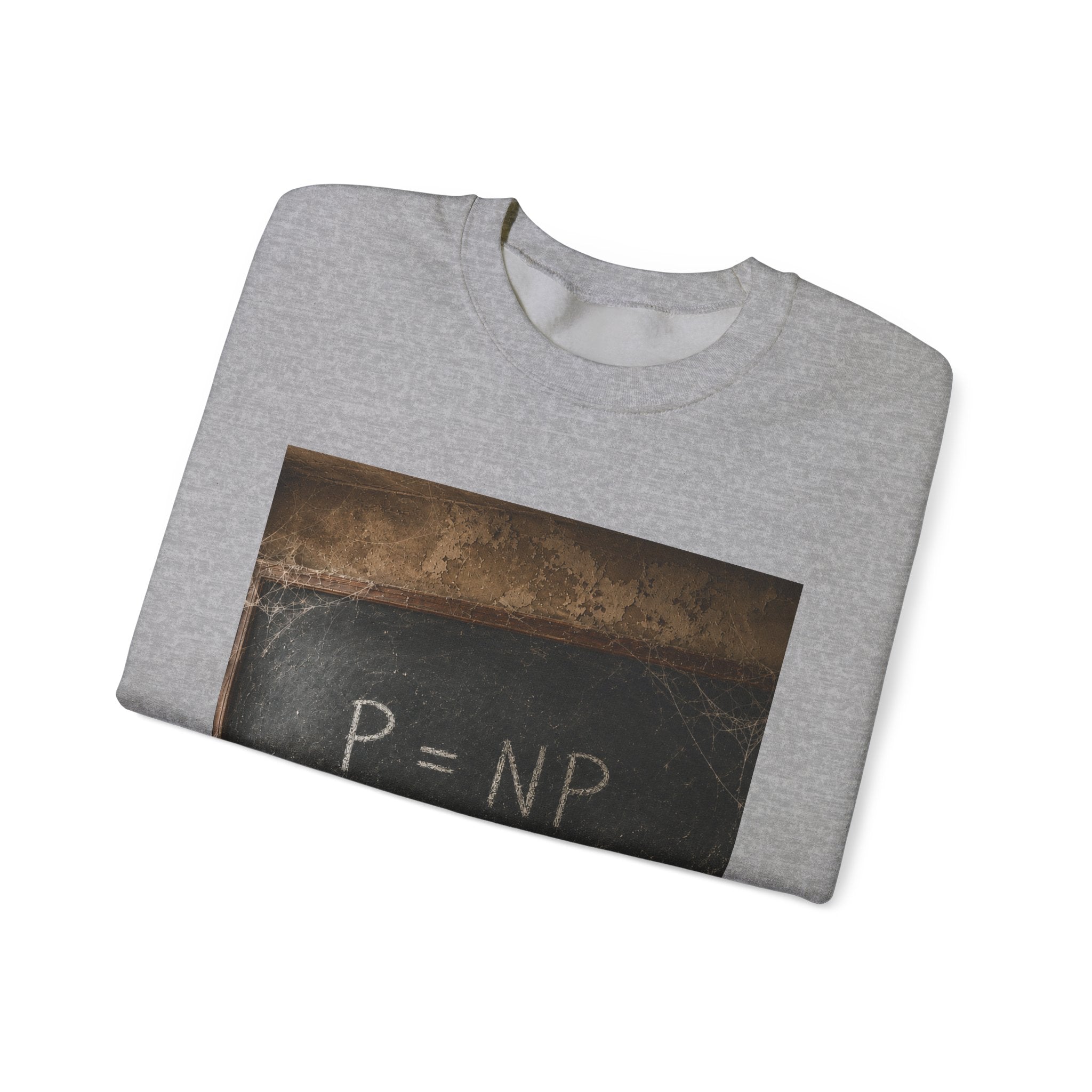 P = NP Vintage Blackboard Sweatshirt — Math Nerd Crewneck for Programmers & Students