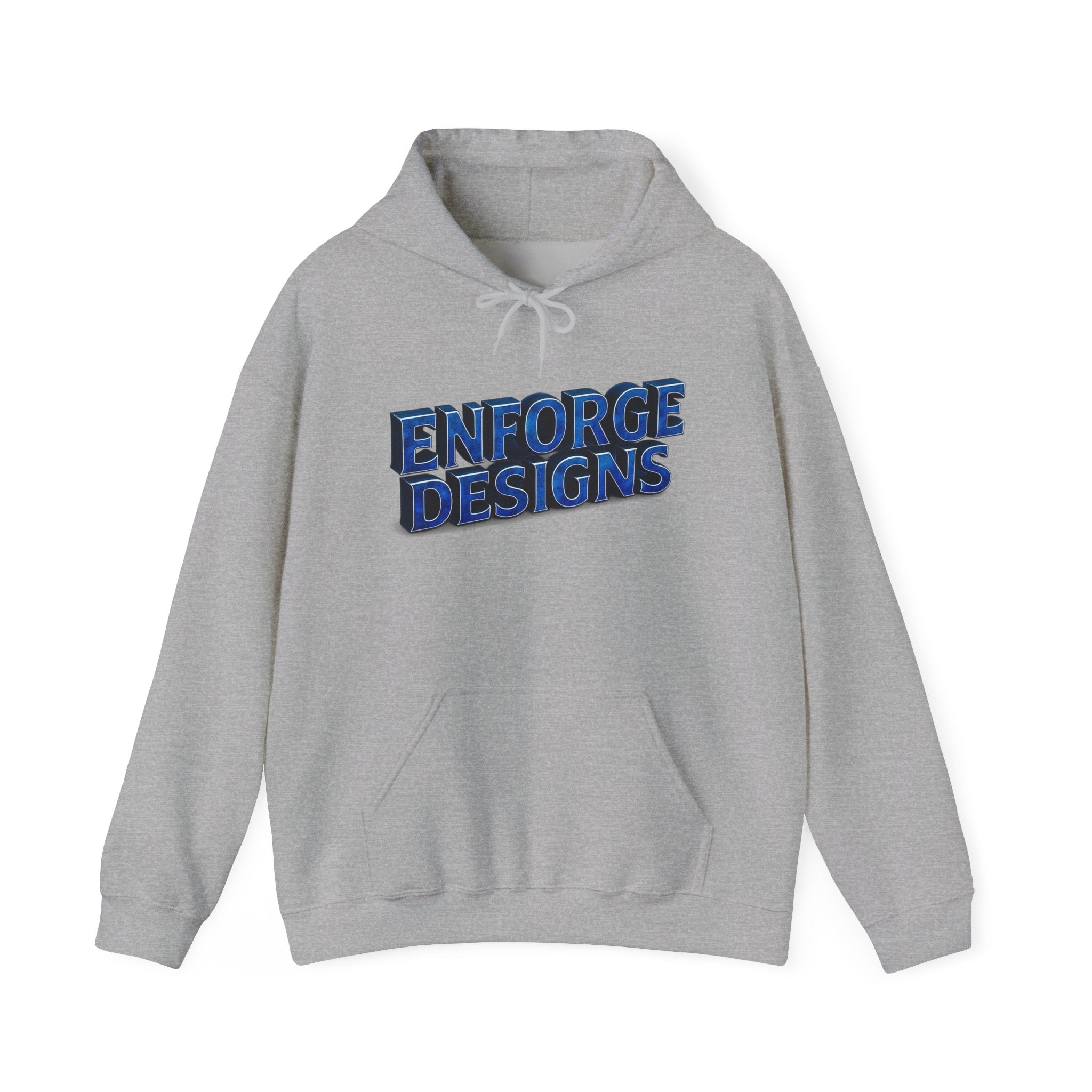 Enforge Designs Blue Neon Logo Hoodie — Graphic Streetwear Pullover