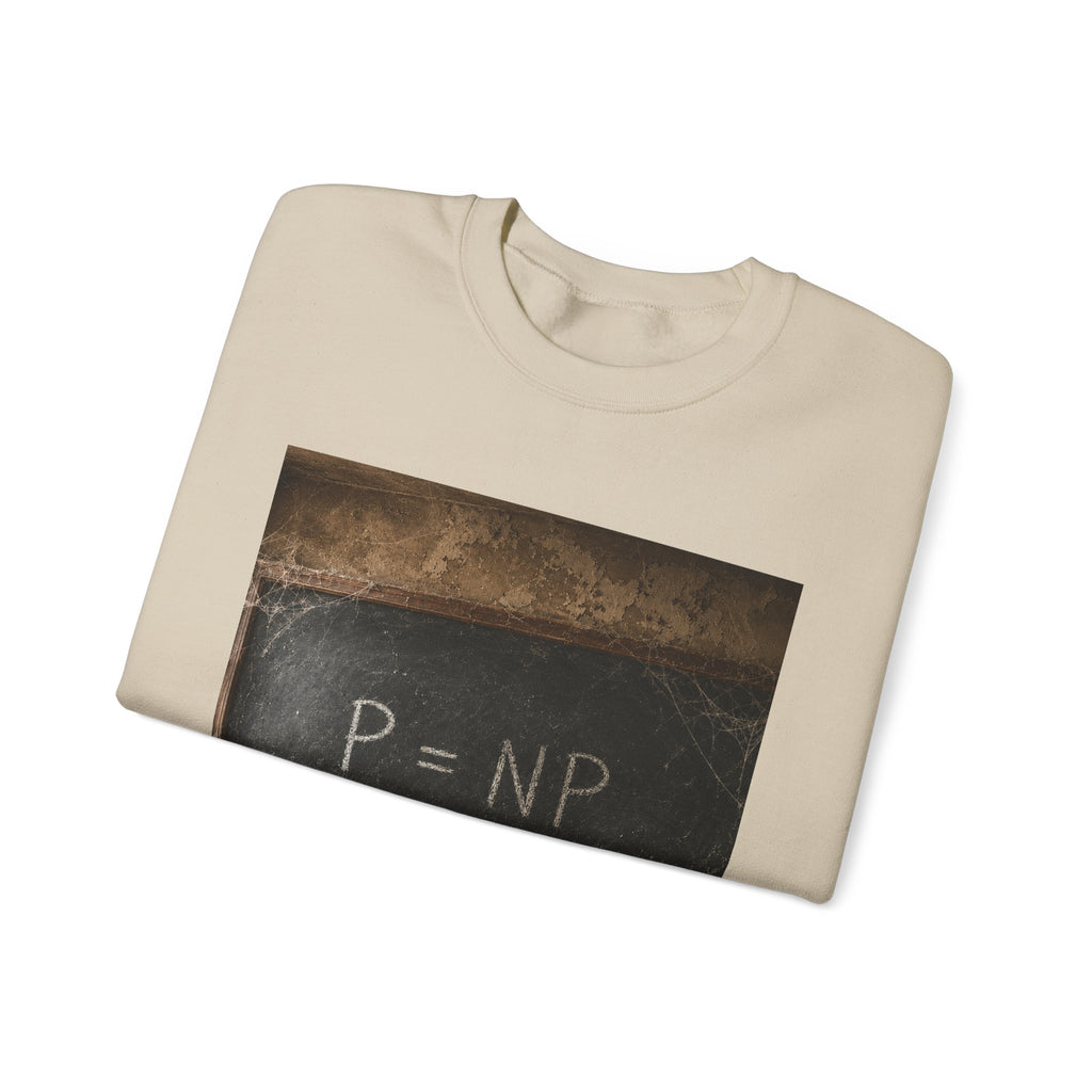 P = NP Vintage Blackboard Sweatshirt — Math Nerd Crewneck for Programmers & Students