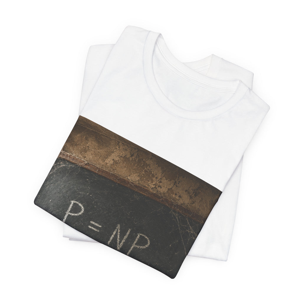 P = NP Chalkboard T-Shirt — Math Puzzle Vintage Classroom Tee