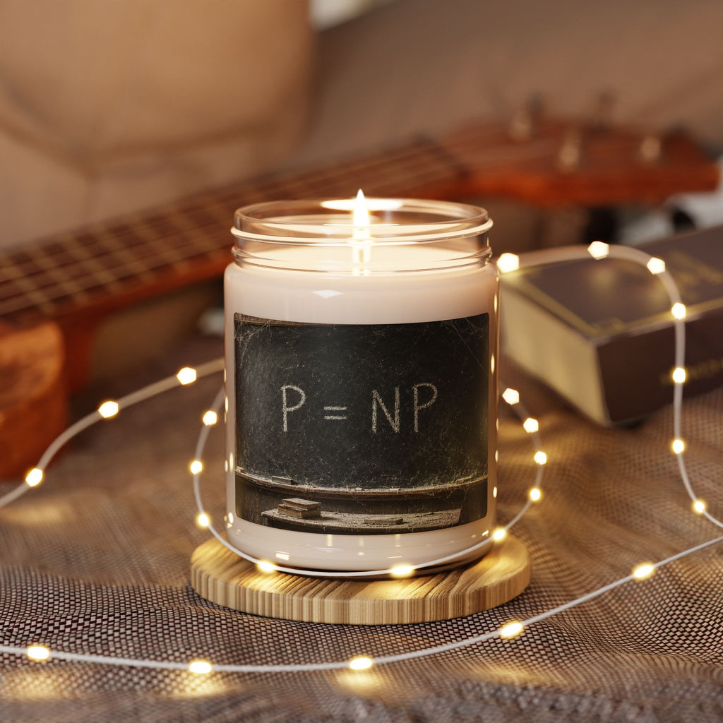 P = NP Chalkboard Soy Candle — 9oz Geeky Math Scented Candle for Coders & Students