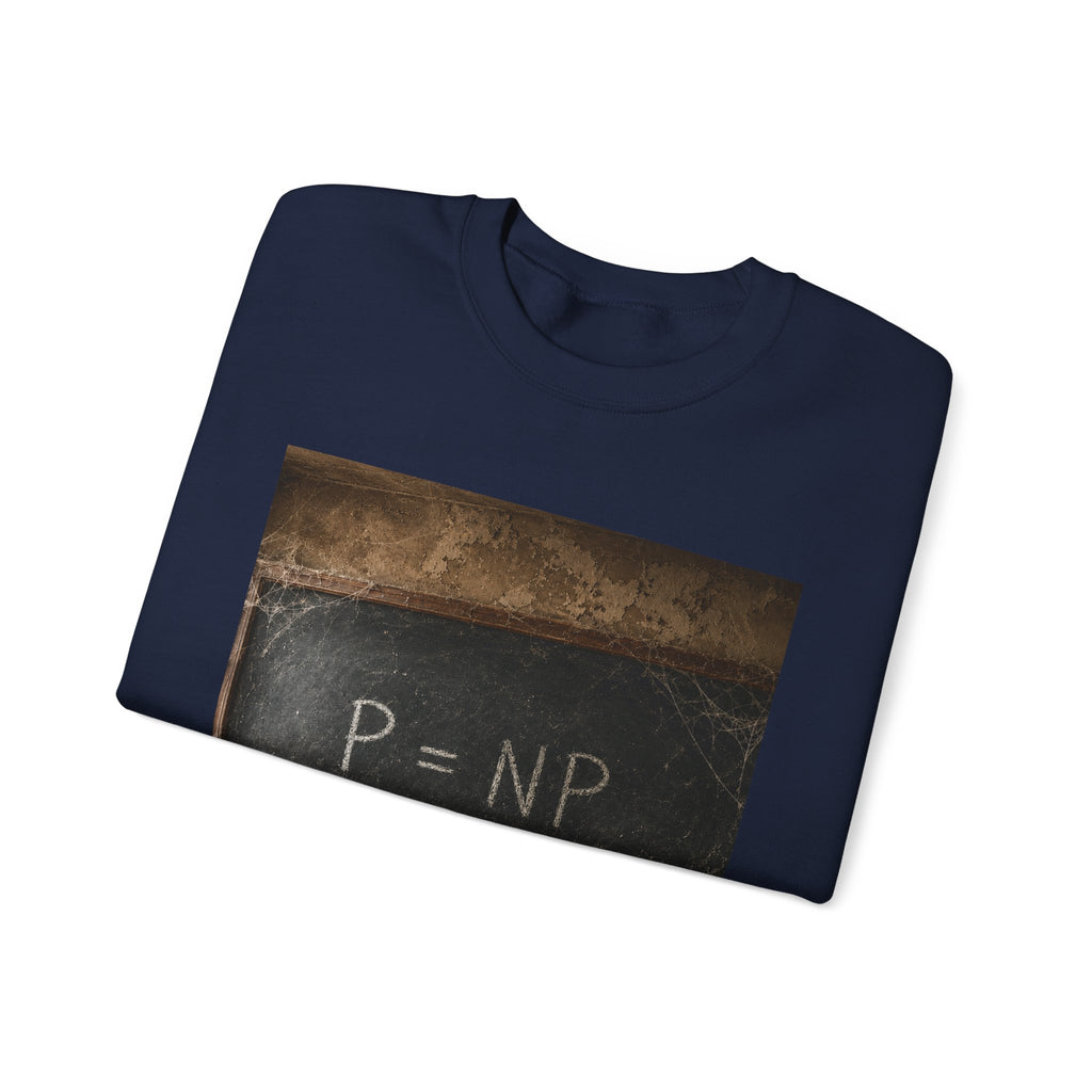 P = NP Vintage Blackboard Sweatshirt — Math Nerd Crewneck for Programmers & Students