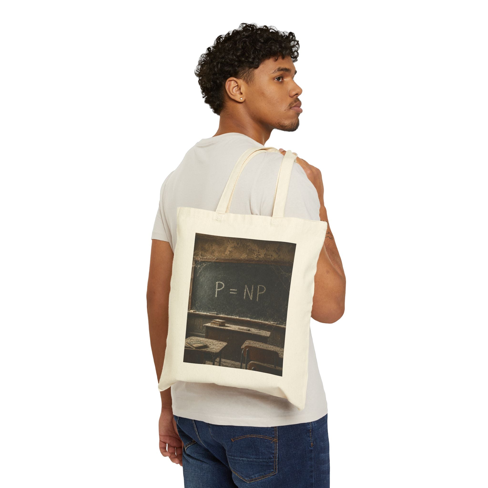 P = NP Chalkboard Canvas Tote — Funny Math Problem Solver Bag