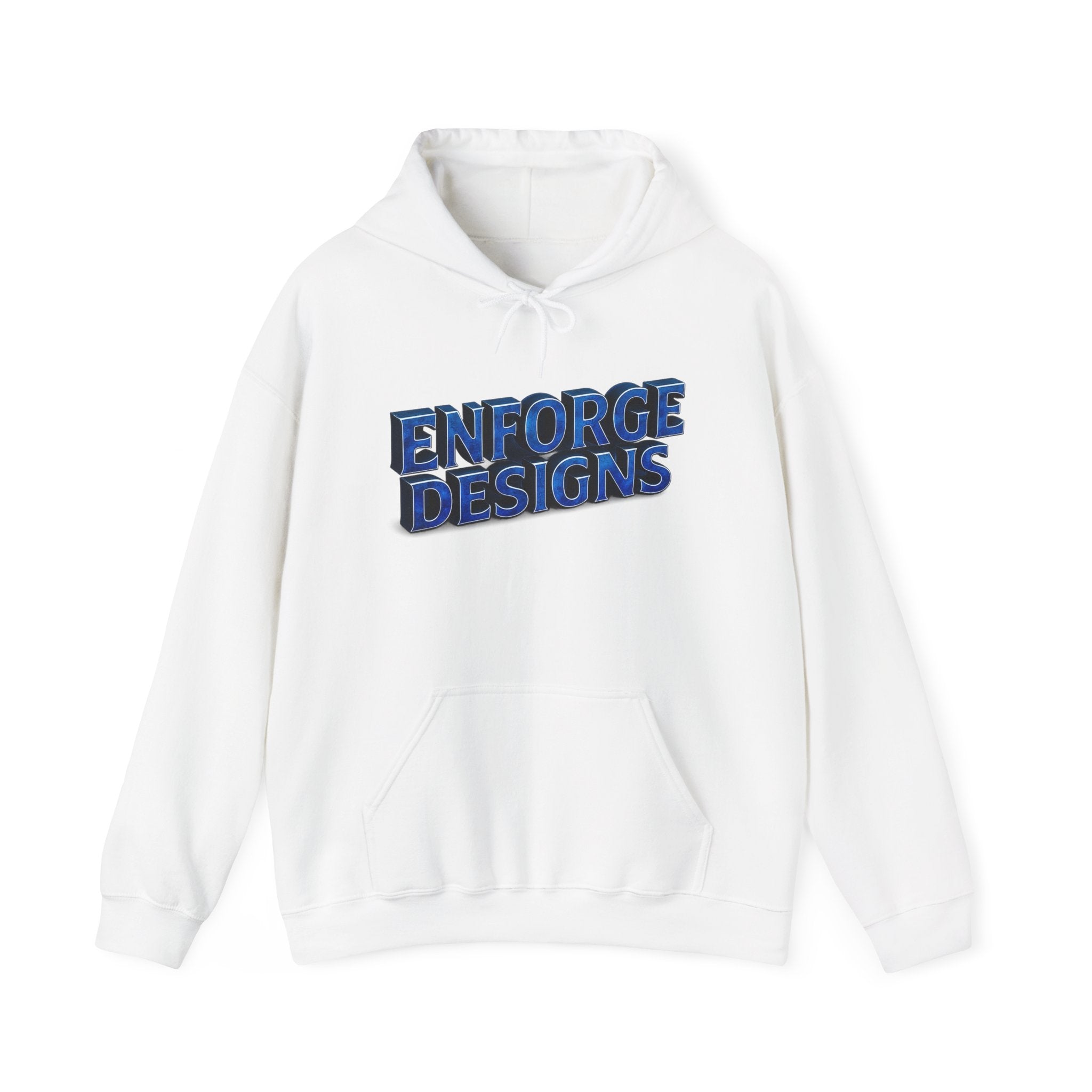 Enforge Designs Blue Neon Logo Hoodie — Graphic Streetwear Pullover