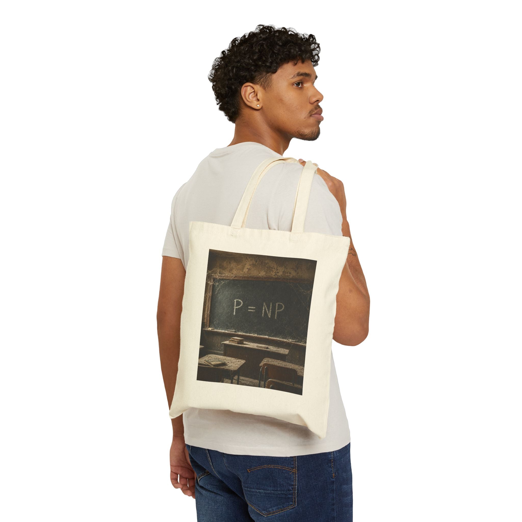P = NP Chalkboard Canvas Tote — Funny Math Problem Solver Bag